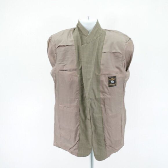 Hart Schaffner Marx Green Tan Nailshead Wool Sport Coat 2 Button 42L - Picture 10 of 11